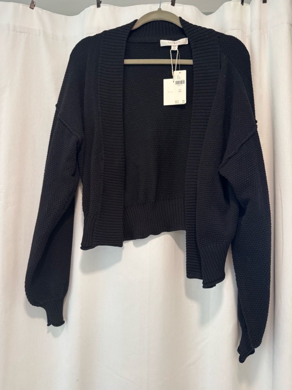Anthropologie Black Cropped Open-Front Knit Cardigan